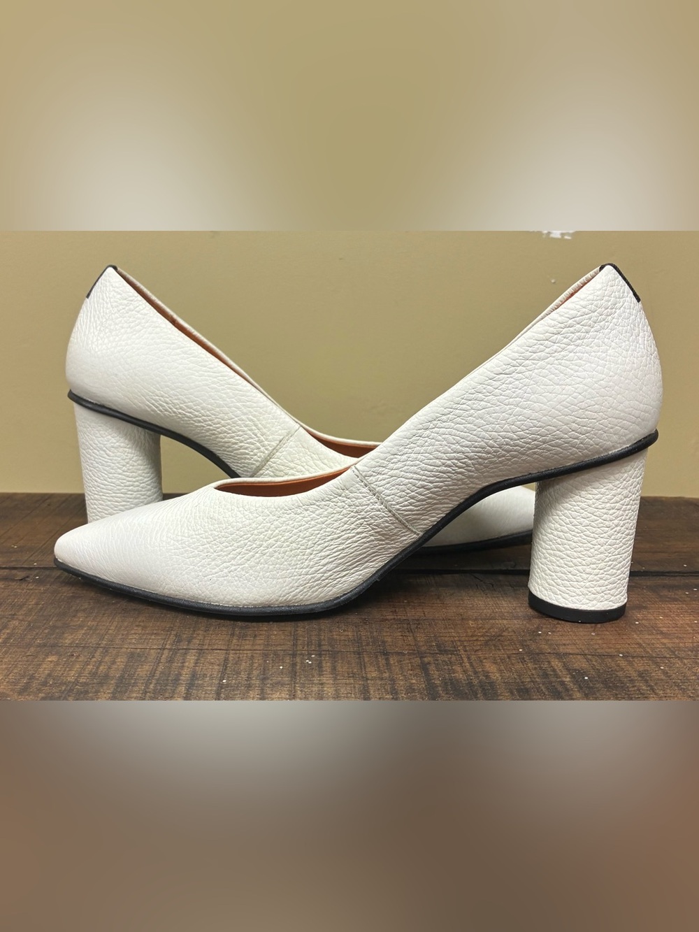 SELECTED FEMME Leather Block Heel Pumps – Cream / Off White – EU 39 (US 8–8.5) - Picture 7 of 7